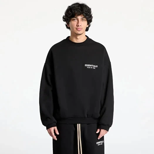 картинка Fear of God Essentials Mens Fleece Crewneck Black магазин Одежда+ являющийся официальным дистрибьютором в России 