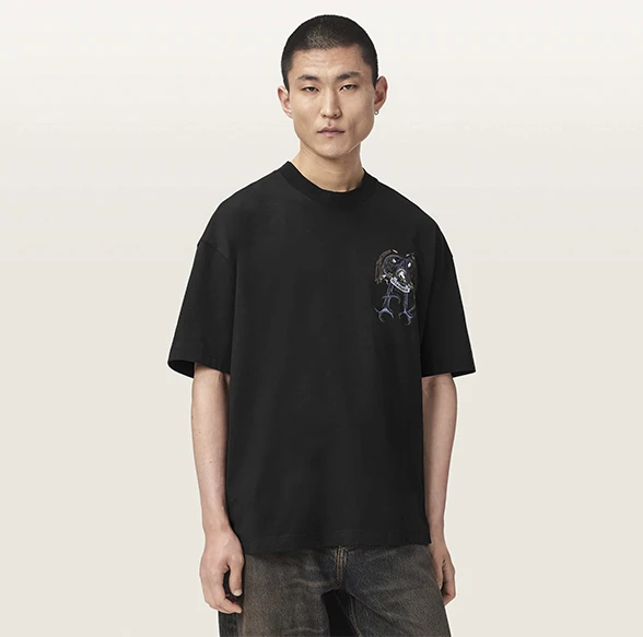 AllSaints Raptour Oversized Graphic T-Shirt Washed Black