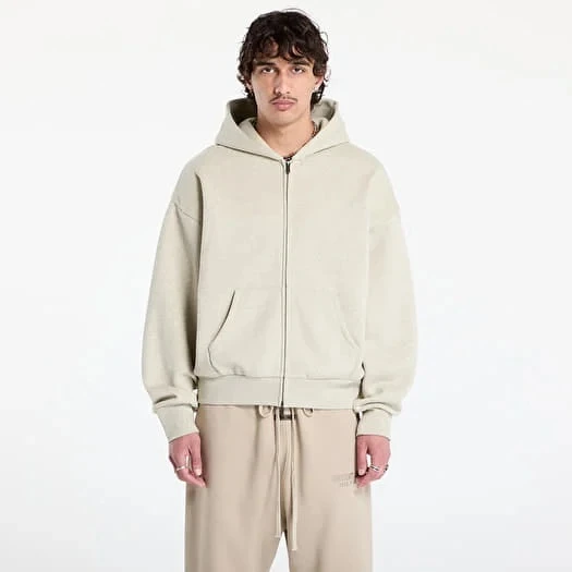 картинка Fear of God Essentials Classic Zip Hoodie Heather Stone магазин Одежда+ являющийся официальным дистрибьютором в России 
