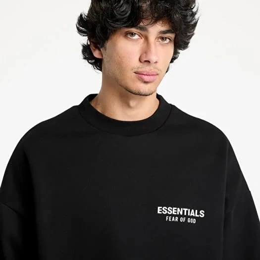 картинка Fear of God Essentials Mens Fleece Crewneck Black магазин Одежда+ являющийся официальным дистрибьютором в России 