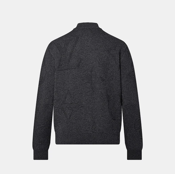 Louis Vuitton Monogram Jacquard Wool Half Zip Pullover Grey