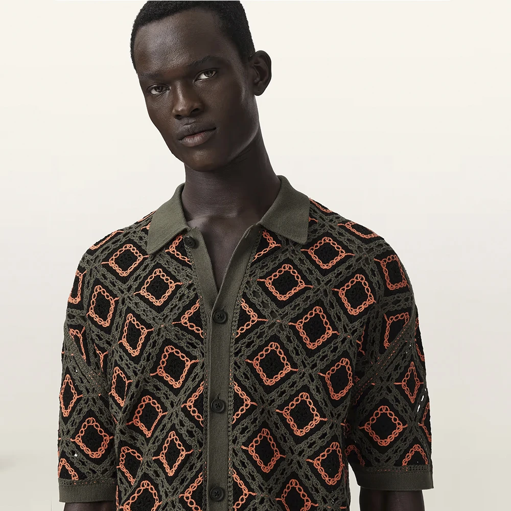 AllSaints Morena Short Sleeve Collared Cardigan