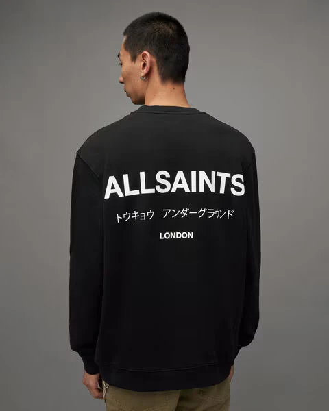 картинка Underground Crew Sweatshirt Allsaints Black магазин Одежда+ являющийся официальным дистрибьютором в России 