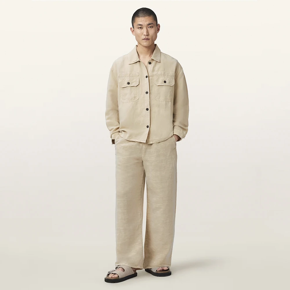 AllSaints Korten Linen Blend Relaxed Fit Shacket