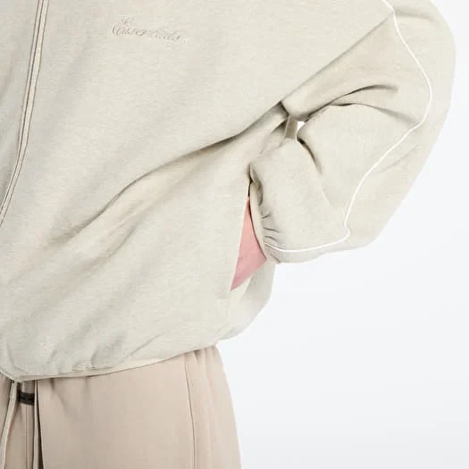 картинка Fear of God Essentials Modern Fleece Track Jacket With Piping 'Heather Stone/Cloud White' магазин Одежда+ являющийся официальным дистрибьютором в России 