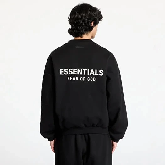 картинка Fear of God Essentials Mens Fleece Crewneck Black магазин Одежда+ являющийся официальным дистрибьютором в России 