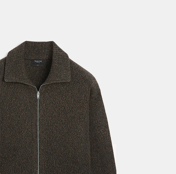 Massimo Dutti Кардиган на молнии из 100% шерсти Moss Green